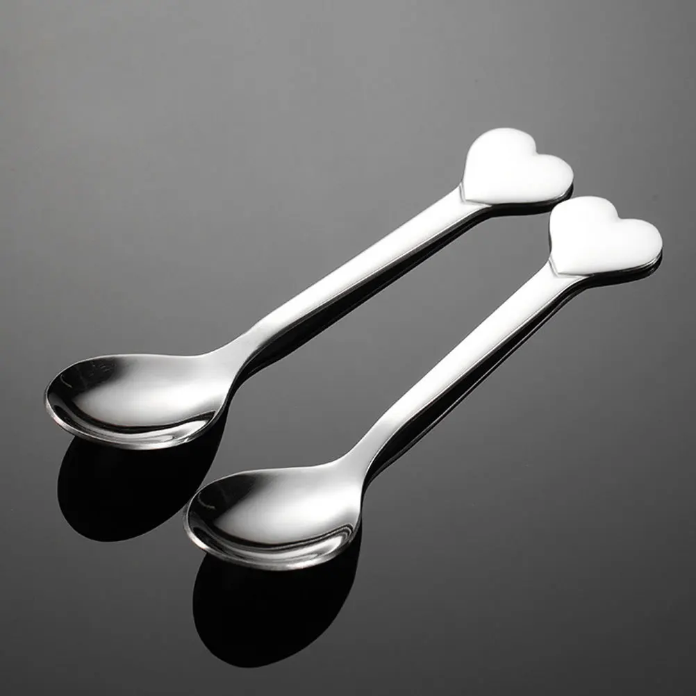 

1 Set Of Heart-Shaped Stainless Steel Cutlery Reusable Dessert Spoon Multi-Function Appetizer Fork Lightweight For Party