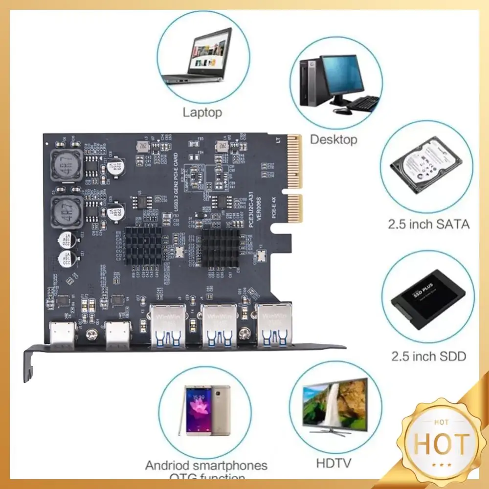 

PCIE разделитель USB3.2 Gen2 10 Гбит/с PCIe на USB 3,2 Gen 2 карты ASM3142 + VL822 чип PCI Express (PCIe) плата расширения для настольного компьютера