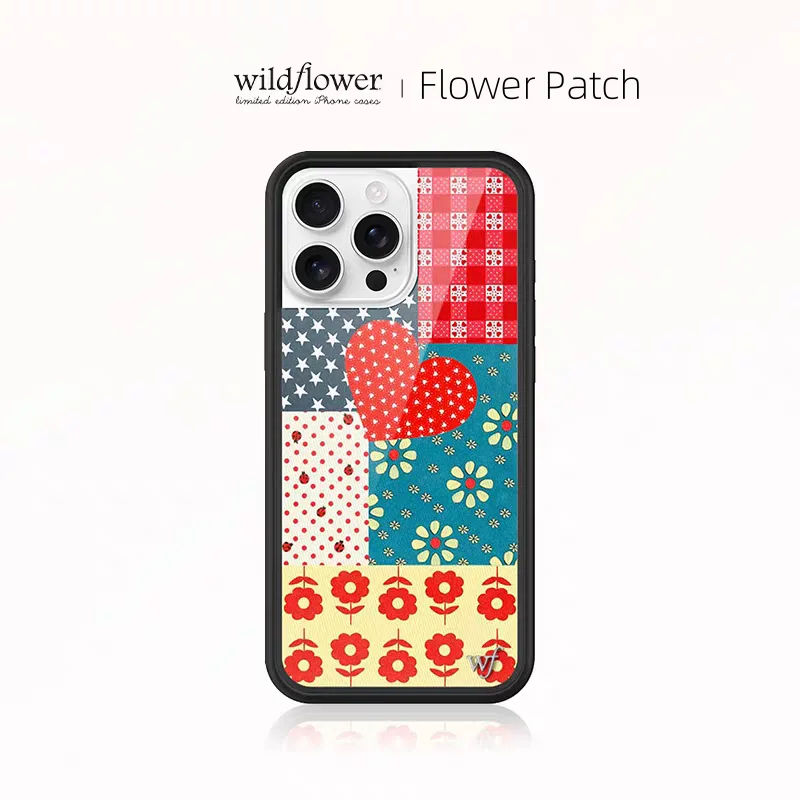 

Wildflower Flower Pathch Floral Phone Case for iPhone 16 15 14 Plus 13 12 17 Pro Max Air 16Pro WF LOVE Splicing tablecloth Cover