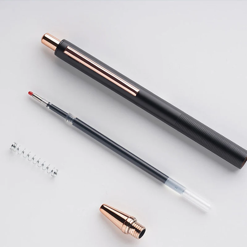 Luxury Nordic Style Press Metal Ballpoint Pen Personalized Customization Logo Carving Name Gel Pen School Office Supplies Gifts