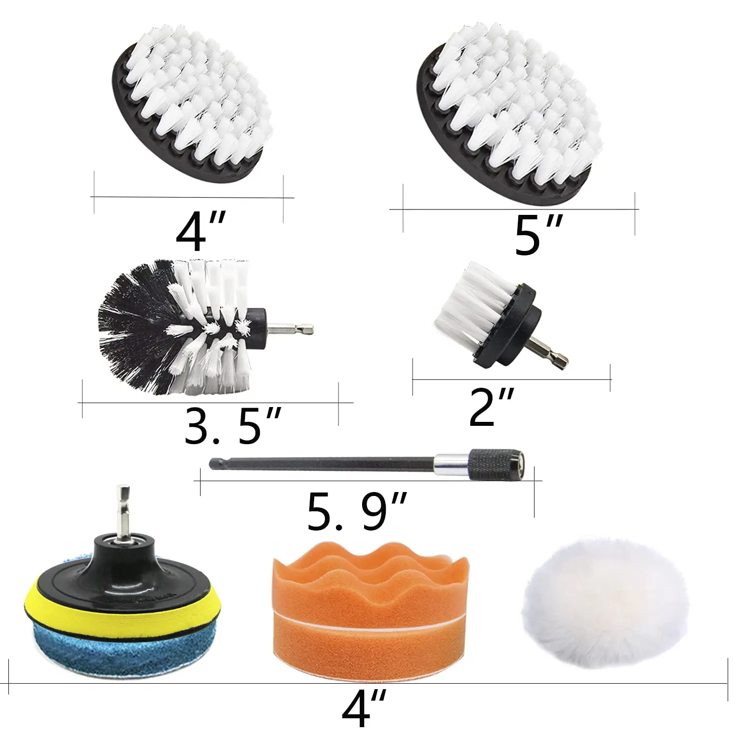 16Pcs Power Scrubber Cleaning Kit Brush Set with Scouring Pad Sponge Extension Attachment  for Household and Automotive Cleaning