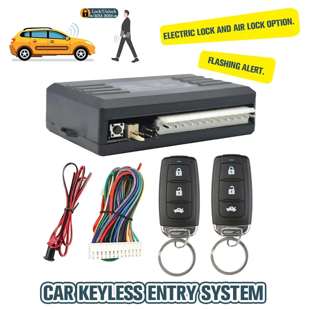 Novo universal fechadura da porta do carro tronco liberação keyless entrada sistema de controle remoto kit bloqueio central com acessórios azul v8z9