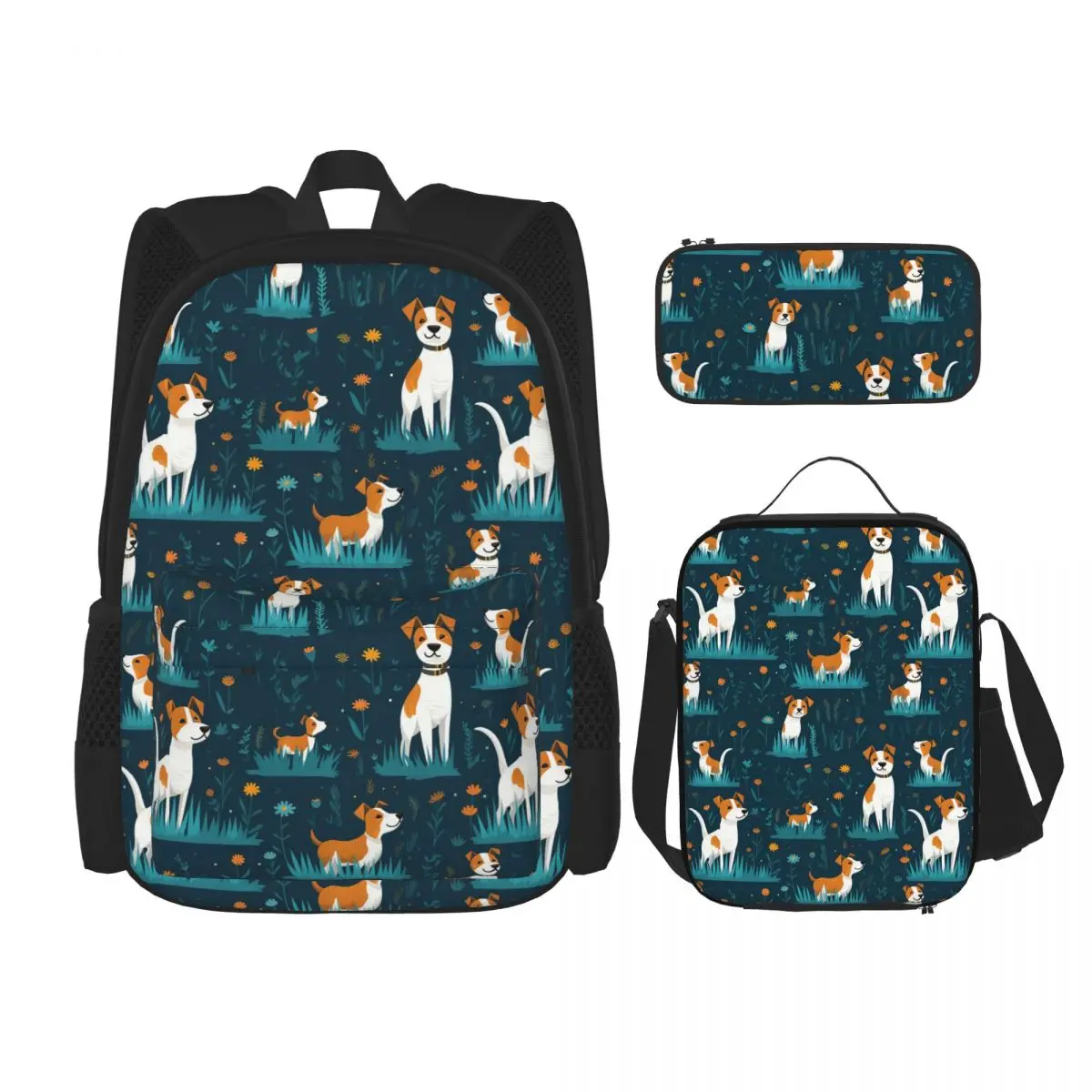 

Divine Dog Breeds Jack Russell Terrier Backpacks Kids Bookbag School Bags Rucksack Lunch Bag Pen Bag Three-Piece Set