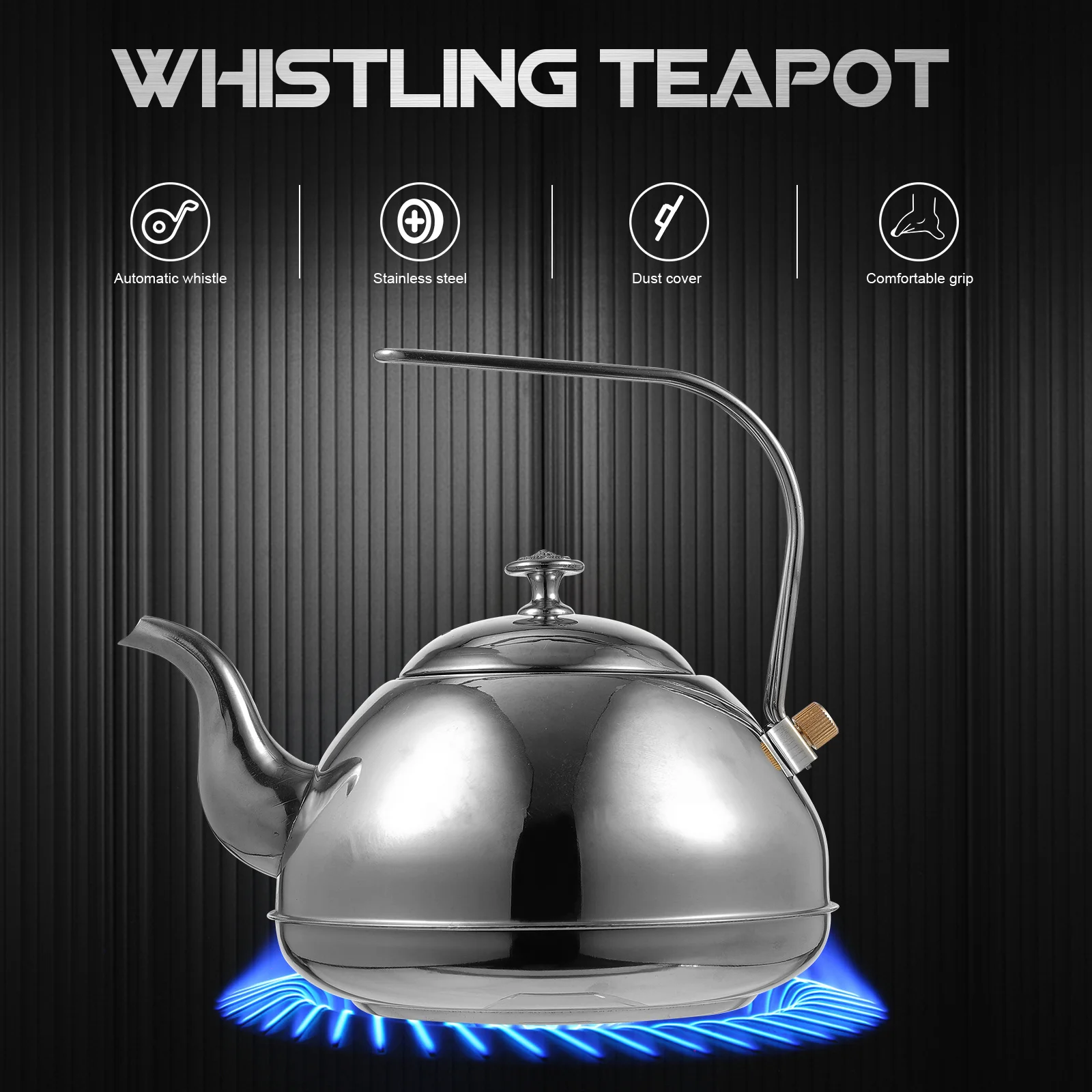 

1Pcs Stainless Steel Stove Teapot 1.5L Heavy Duty Tea Kettle with Integrated Strainer Easy Grip Handle for Gas Electric Cooktops