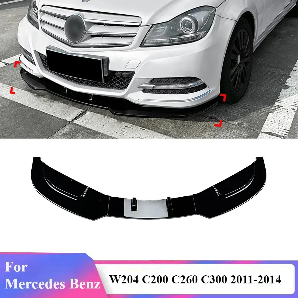 

Car Front Bumper Lip Canards Diffuser Splitter Spoiler By ABS Body Kit 2011 To 2014 For Mercedes Benz W204 C200 C260 C300