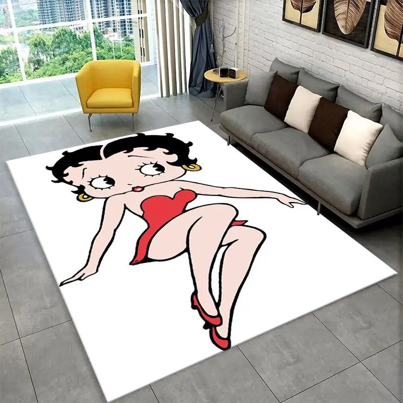 Retro Cartoon B-Betty B-Boop Cute Girl Carpet Rug for Bedroom Living Room Sofa Home Decor,Game Area Rug Non-slip Floor Mat Fest