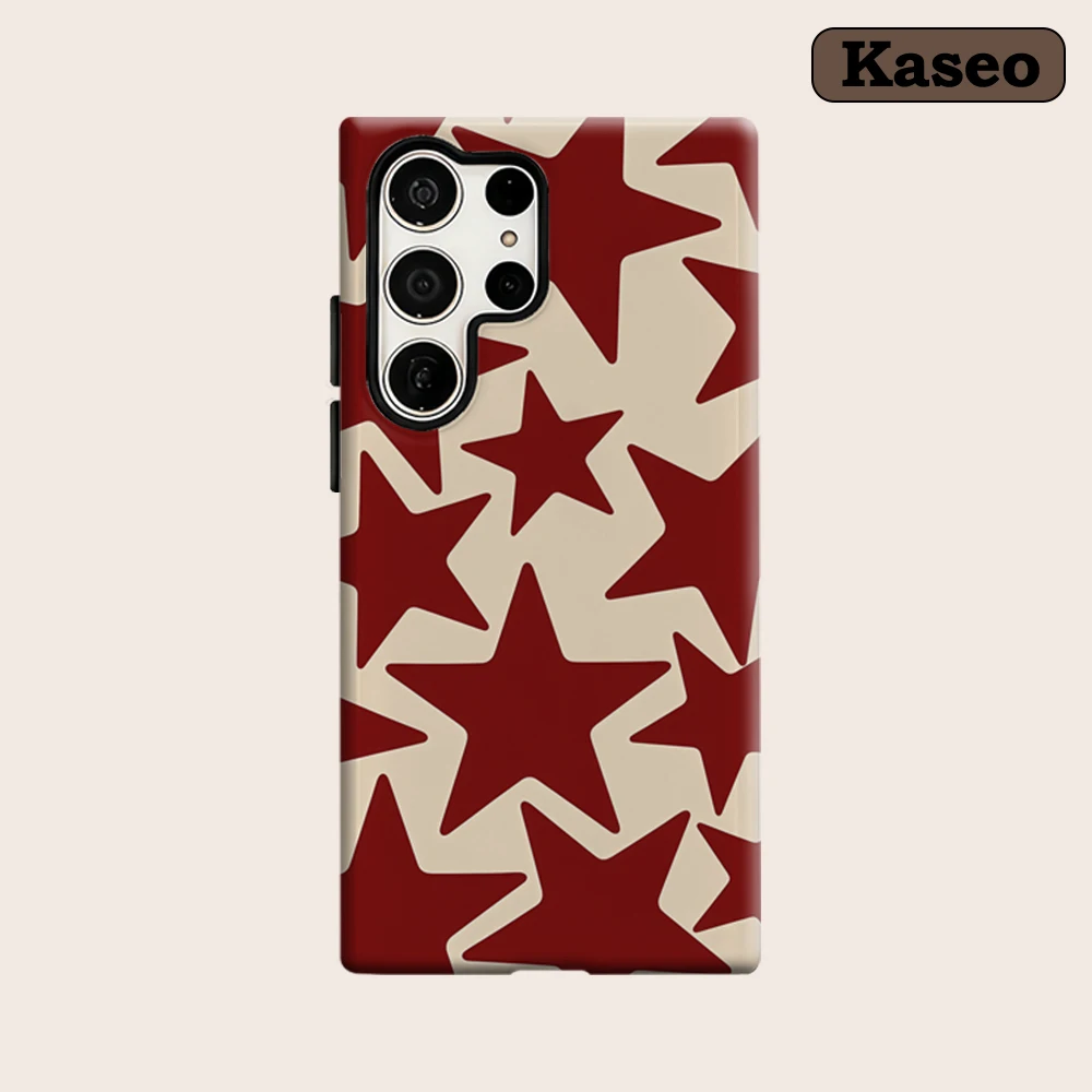 Kaseo Phone Case for Samsung Galaxy S26 S25 Ultra S24 S23 Ultra Plus Shockproof Double Layer Burgundy Star Scatter Cover