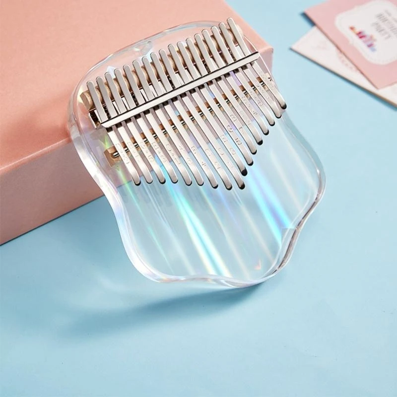 

U2JB Thumb Piano Kalimba Instrument 17/21 Keys Acrylic Mini Finger Piano Musical Instruments with Tuning Mallet for Beginner