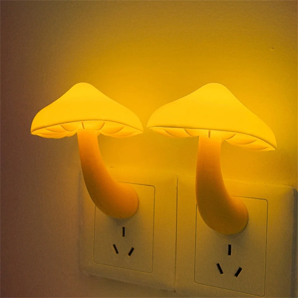 EU/US Plug Mushroom Mini Nght Lamp & Light Sensor Cute Home Decoration AC100-240V Gifts for Kids,Girlfriend