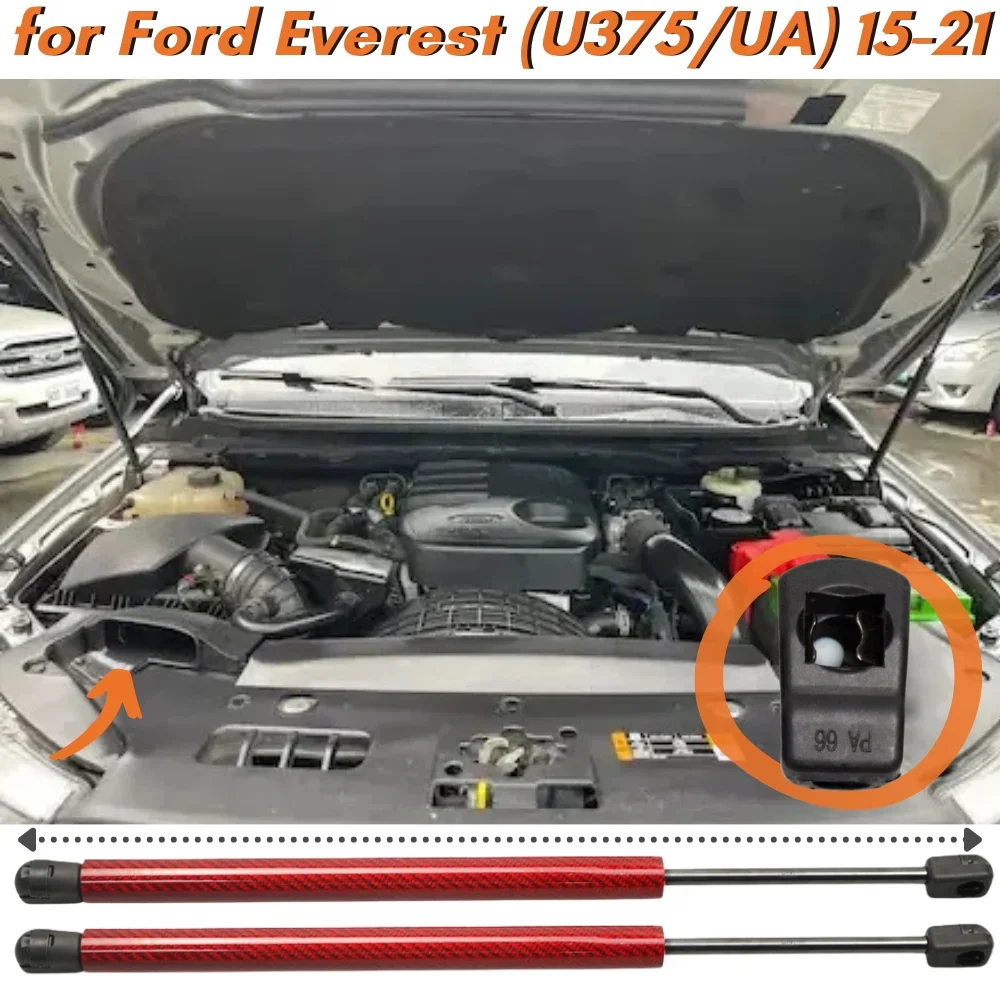 

Qty(2) Hood Struts for Ford Everest (U375/UA) 2015-2021 Front Bonnet Gas Springs Lift Supports Shock Absorbers Strut Bars Prop