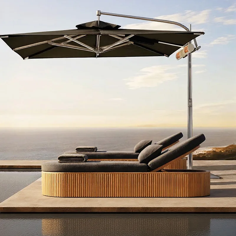 

Outdoor bed courtyard villa with umbrella outdoor villa scenic spot hotel swimming pool homestay beach solid wood deck chair