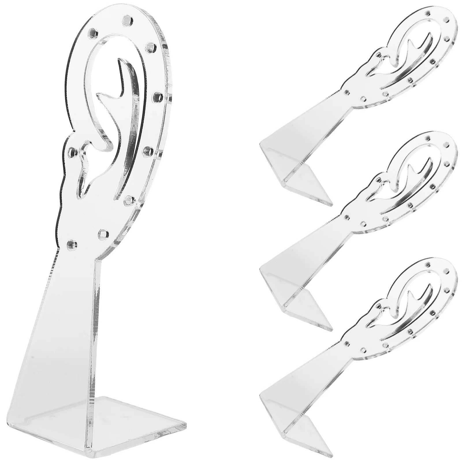 4 Pcs Ear-shaped Jewelry Rack Holder Stand Display Glasses Acrylic Earring Necklace