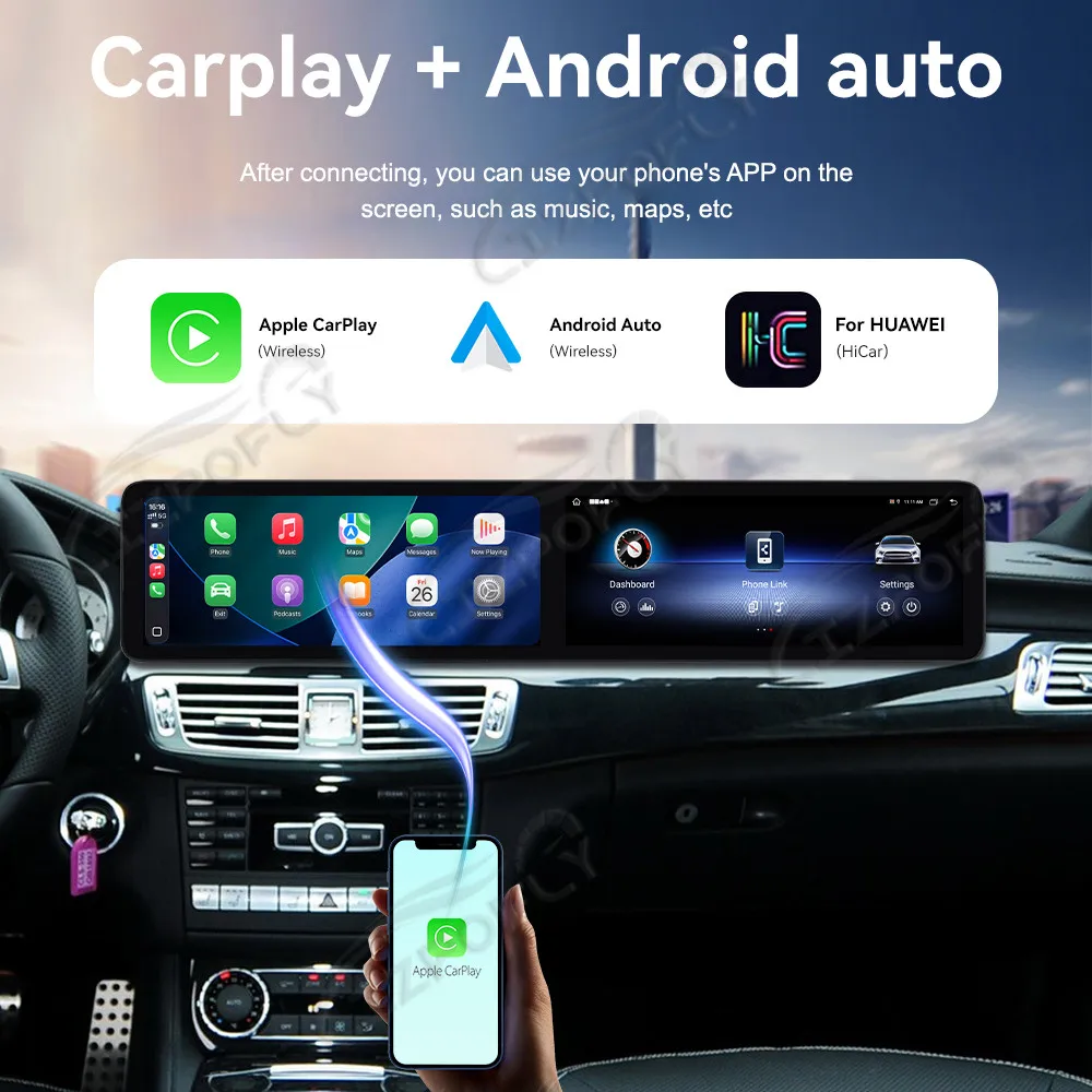 

Carplay с Android 13 для Mercedes CLS 2012-2014, двойной 12,3-дюймовый экран, автомобильное радио, GPS-навигация, мультимедийное стерео головное устройство