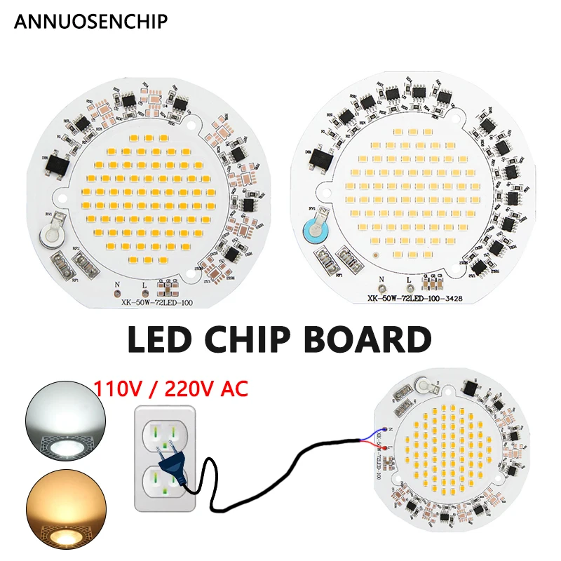 Chip LED 50W AC 85-265V wysokiego napięcia DIY sterownik bezpłatne źródło światła DOB płyta okrągła średnica 100mm ciepły zimny biały do lampy przy