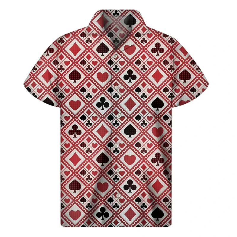 

2025 Unisex Poker Print Hawaiian Shirt 3D Graphic Lapel Collar Short Sleeve Oversized 4XL Beach Vacation Ready​