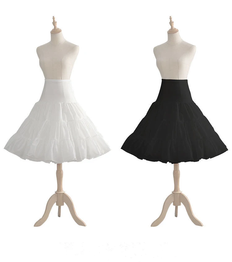 Fluffy Petticoat Women Interior Dresses Underskirt Age Of The Bride's Mom Black And White Flare Skirt