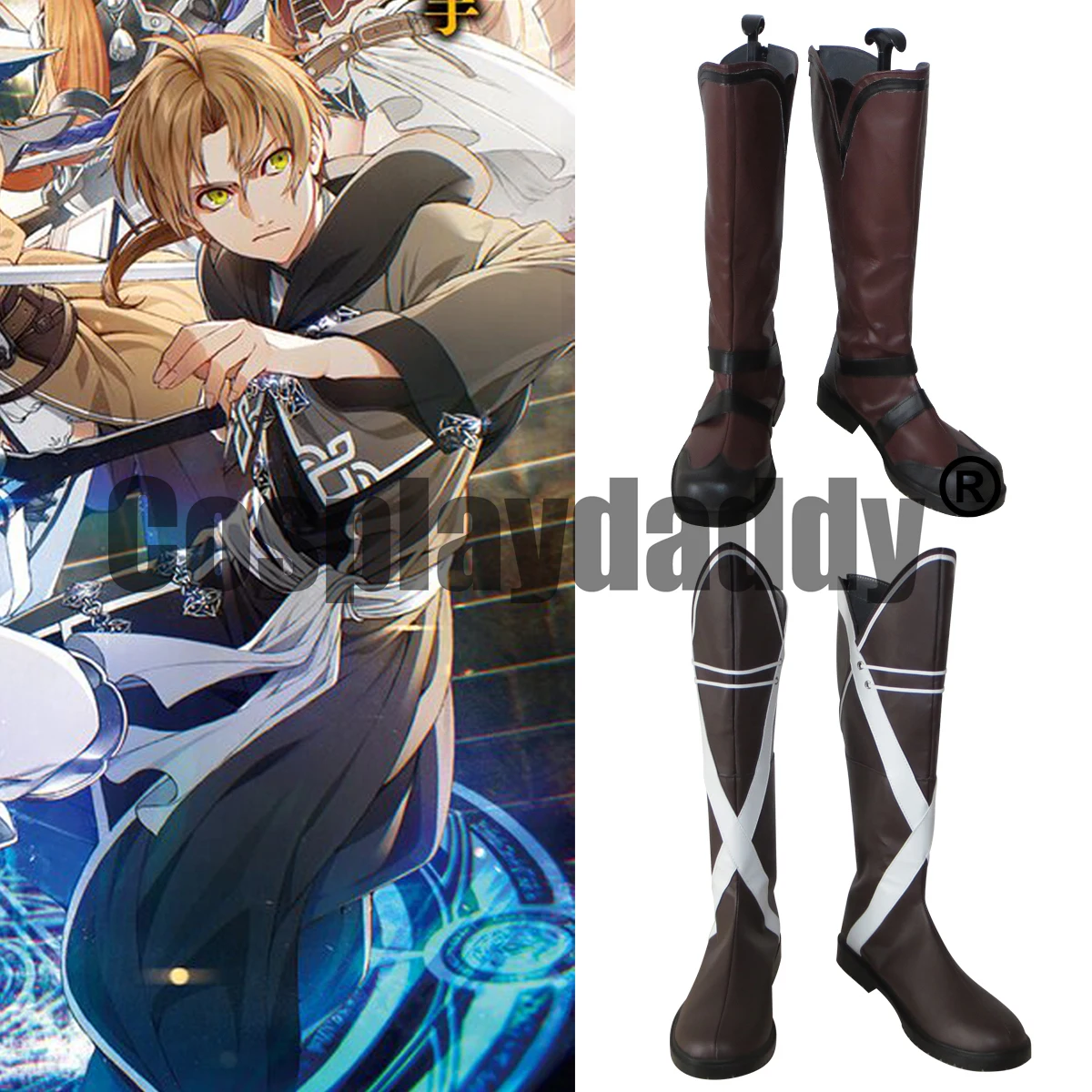 IN STOCK Anime Adventurer Rudy Rudi Rudeus Greyrat Cosplay Shoes Brown Boots