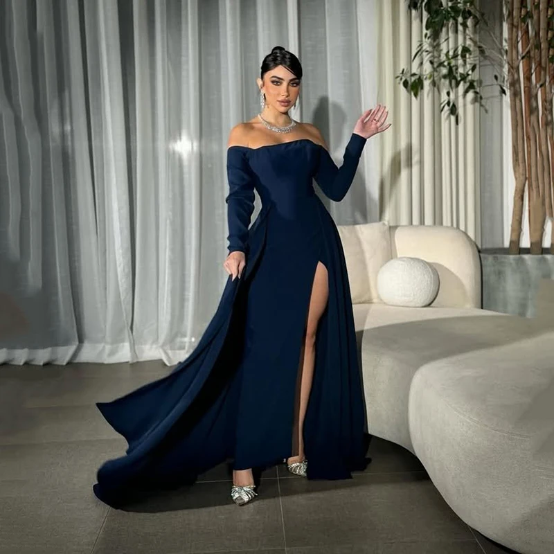 

Thinyfull Sexy Mermaid Prom Evening Dresses Saudi Arabia Long Sleeve Split Party Dress 2026 Night Cocktail Prom Gowns Customized