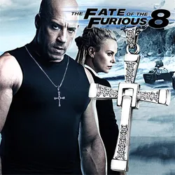 Dominic Toretto The Fast and The Furious Celebrity Vin Diesel Item Crystal Jesus Men Cross Pendant  Key Chain  Gift Jewelry