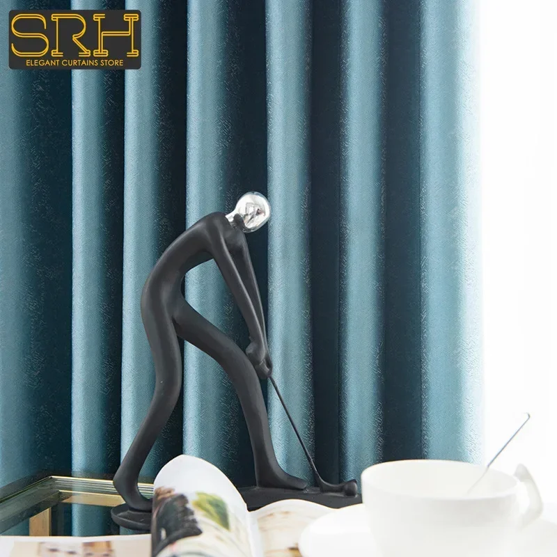 Light Luxury Small Texture Jacquard Full Blackout Cloth Curtains for Bedroom and Living Room Simple Solid Color Fabric Custom