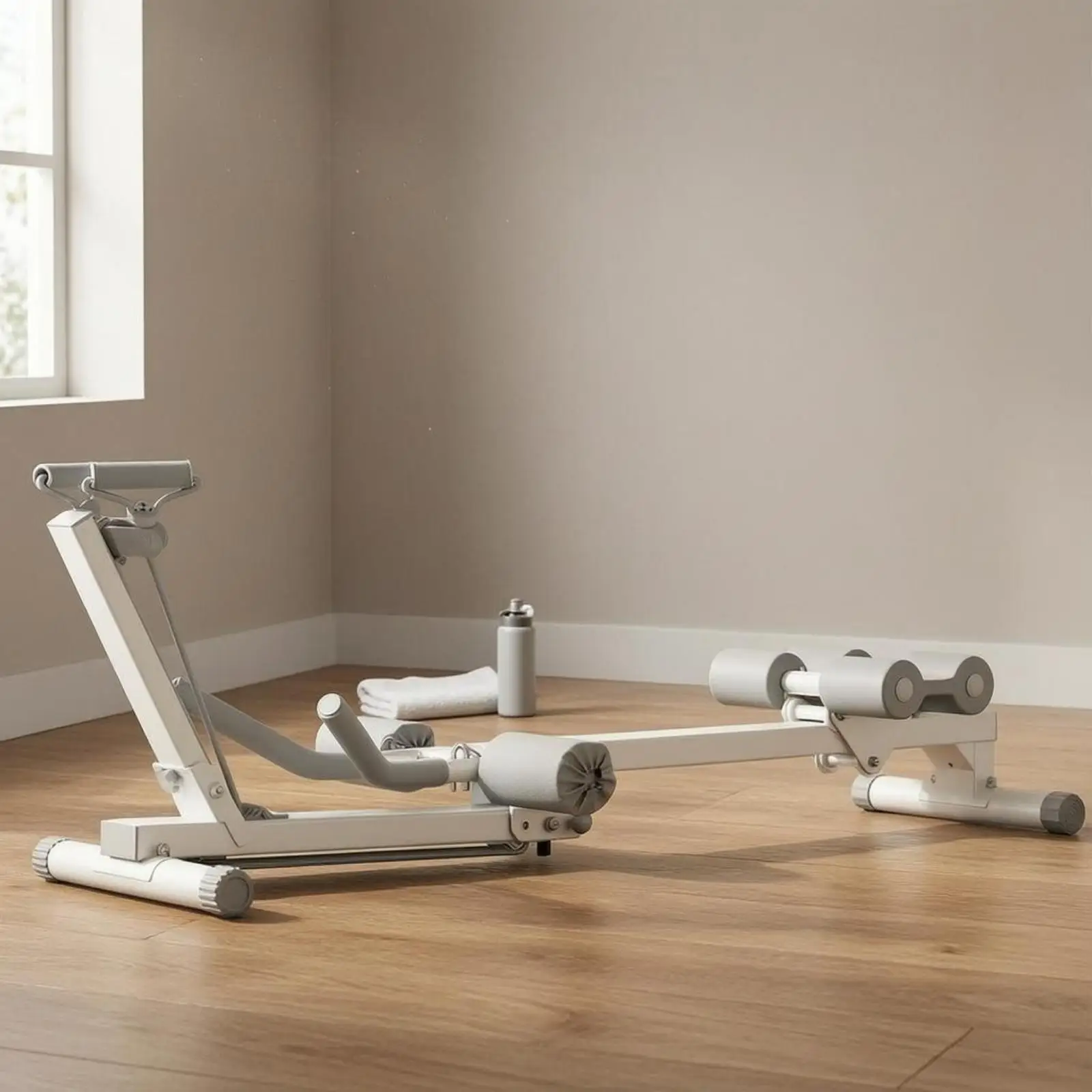 Foldable Rower for Home Fitness 4 in 1 Rowing Seated Pull Back Training and Leg Press Exercise Equipment