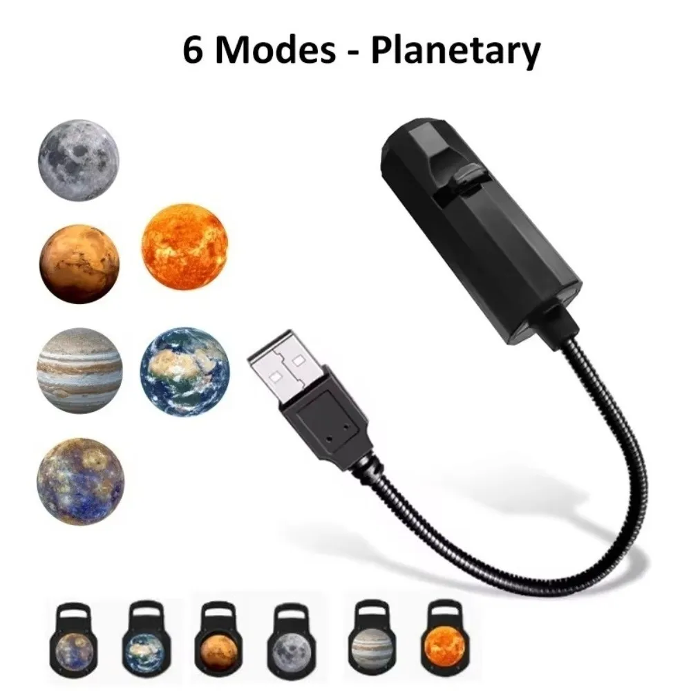 Multi Mode Projection Planet Projection Night Light USB Powered Magnetic Base Star Galaxy Projector Lamp 360 Degree Rotating