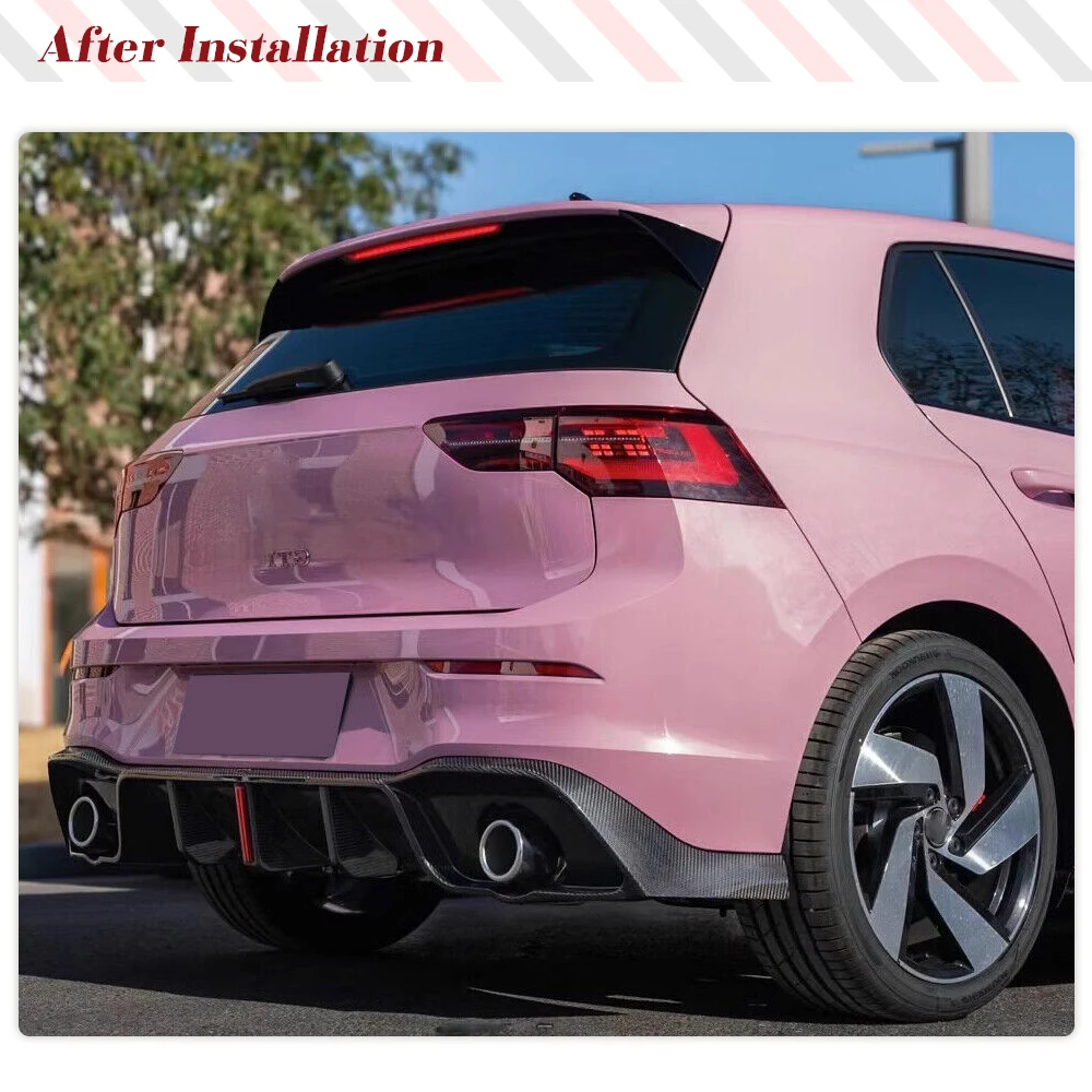 For Volkswagen Golf 8 MK8 GTI 2021-2022 Carbon Fiber Car Rear Diffuser Auto Rear Lower Bumper Lip Diffuser Spoiler Body Kits