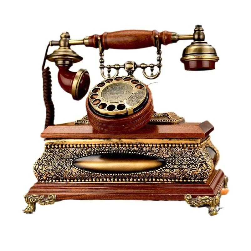 Villa Solid Wood European Retro Telephone Antique Household Landline Turntable
