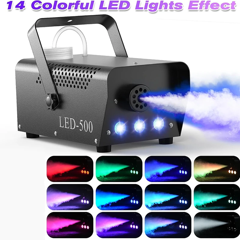 Nuova macchina del fumo da 500 W RGB 3 LED macchina del fumo a colori misti con espulsore del fumo da palcoscenico telecomandato per Natale