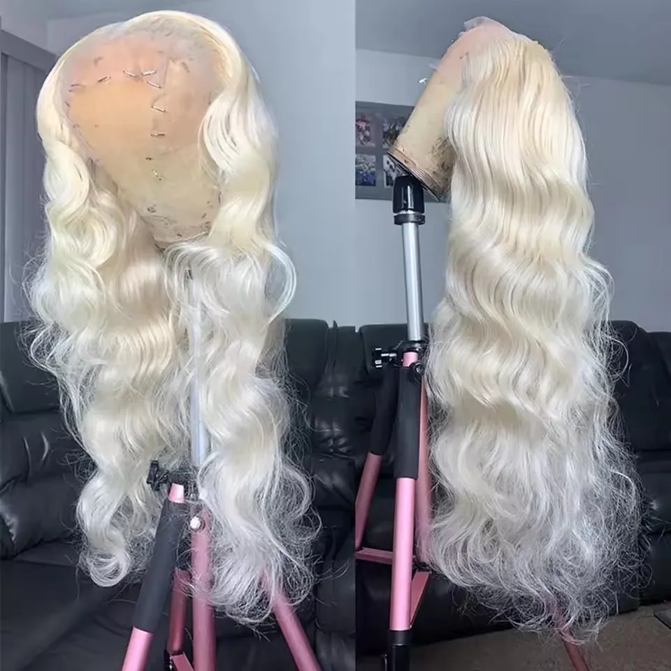 ZXBMALWIGS Synthetische 13X4 Blonde Body Wave Lace Front Pruiken voor Vrouwen Lijmloze Cosplay Haar Hittebestendige Vezel Dagelijks