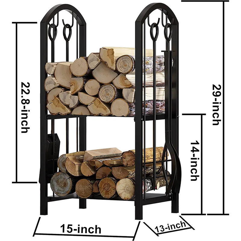 Fireplace Firewood Log Rack Storage Log Rack with Tool Set Fireplace Rack Storage Stacking