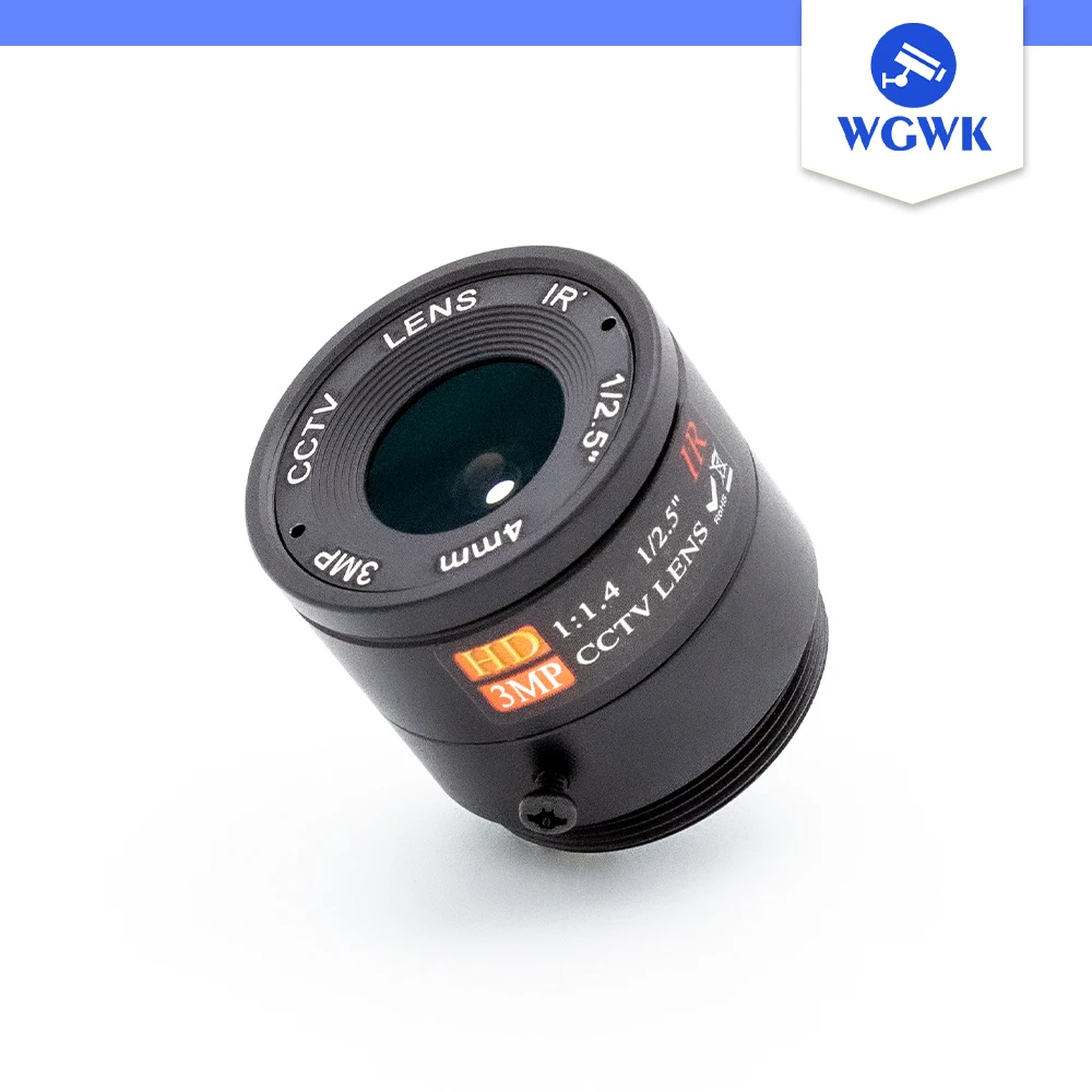 WGWK-C34A0 Wysokiej jakości przemysłowy obiektyw 3MP 4 mm z stałą ostrością i mocowaniem CS Obiektyw CCTV z filtrem 650 IR do kamer IP USB i kamer internetowych