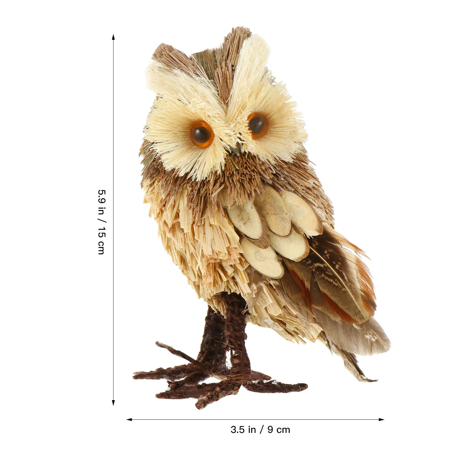 Modelo tejido de paja, adorno de escritorio con forma de Animal, adorno de mesa, modelo de búho, adorno, estatuilla de búho