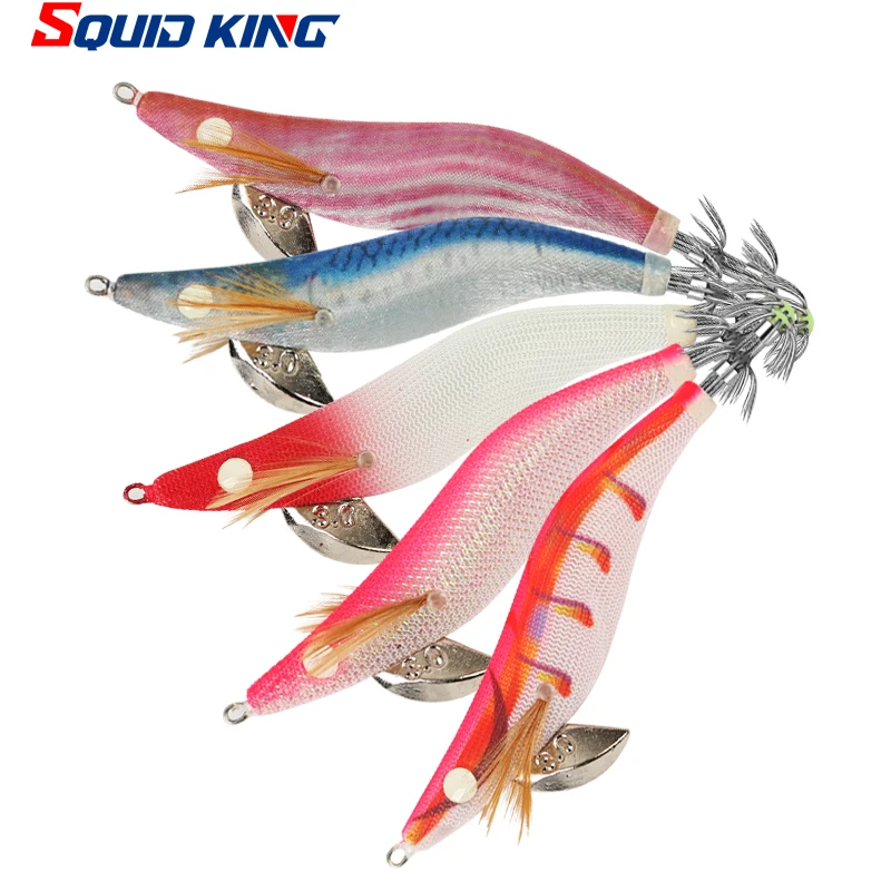 FSDZSO Squid Bait 3.0# 3.5# Squid Hook Wood Shrimp Lures Jigs Cuttlefish Bait Lifelike Simulation Silicone Octopus Bait