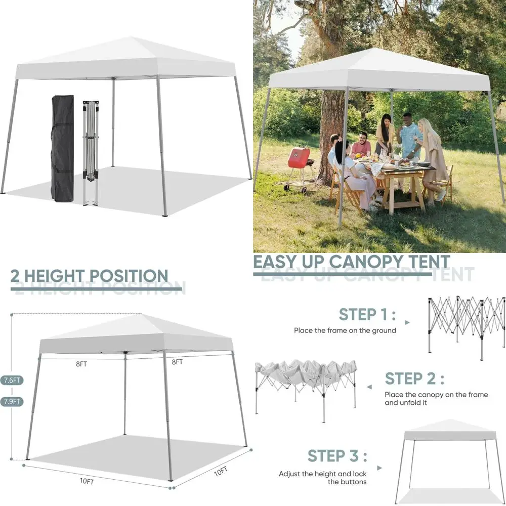 

Portable Instant Folding Canopy Tent, 8x8 Ft Outdoor Gazebos, Patio Shelter with Carrying Bag, White