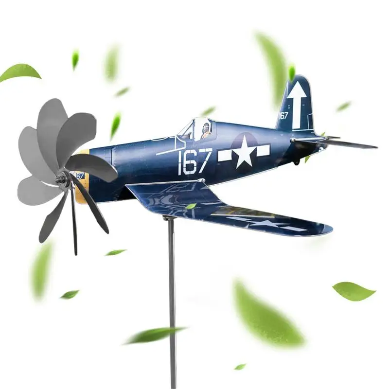 Airplane Wind Spinner Aircraft Wind Sculpture Weatherproof Stainless Steel Garden Decoration Ornament outdoor accessories