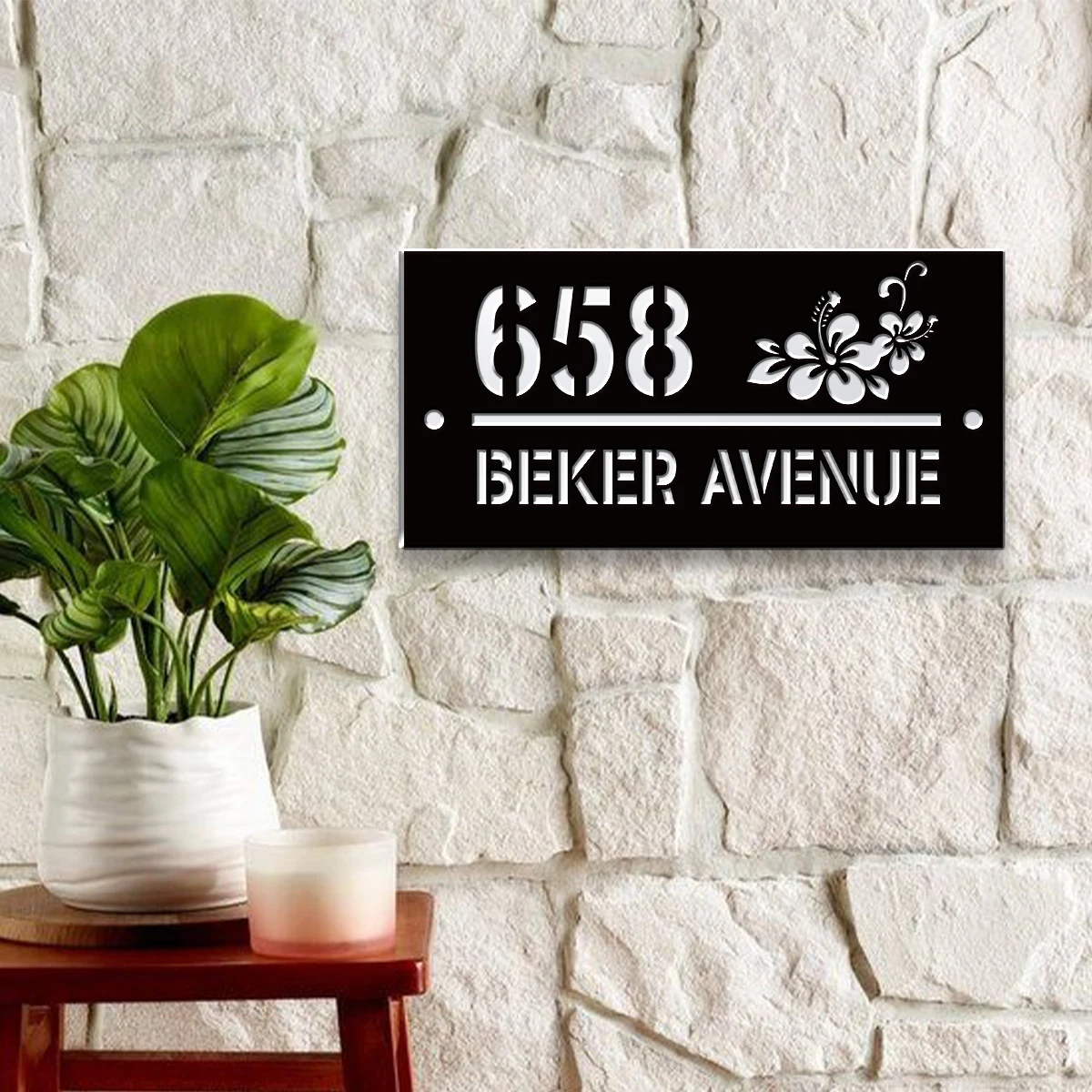 Home Decor Garden - 1 Stück personalisierte Blumenpflanzen-Türschilder aus Acryl
