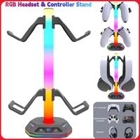 RGB Headphone Stand Rack Non-Slip Headset Holder for PS5/PS4/Xbox/Switch Pro Gamepad & Headset Desktop Display Hanger Bracket