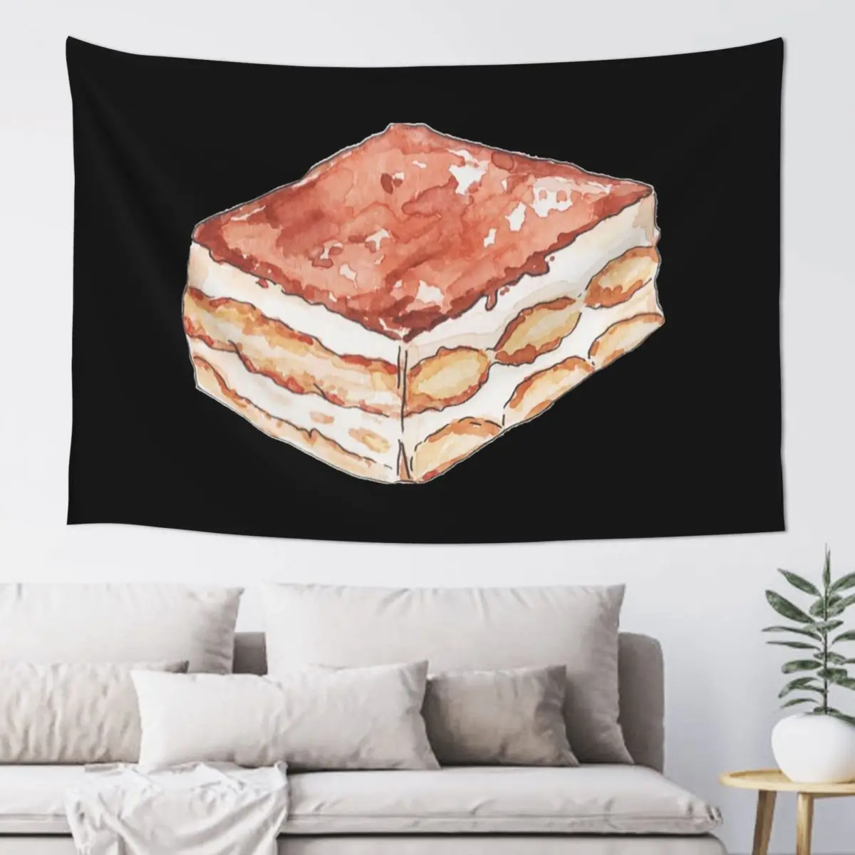 Tiramisu Tapestry Funny Wall Hanging Aesthetic Home Decor Tapestries for Living Room Bedroom Dorm Room