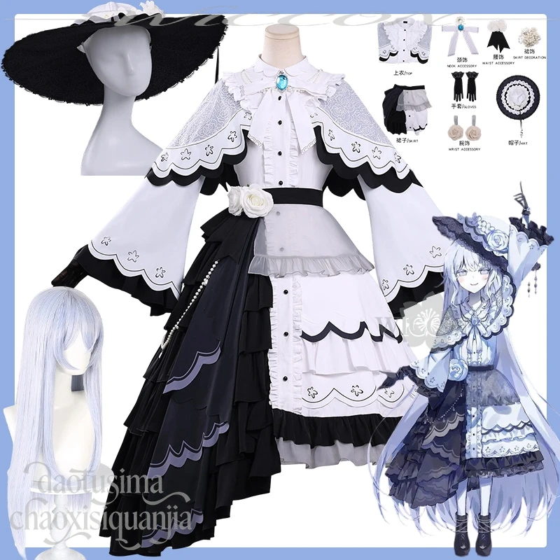 

Костюм для косплея Юки Цукиширо из аниме-игры Magical Girl Witch Trials: высококачественное белое кружевное платье в стиле ретро-готика Лолита, парик для Хэллоуина