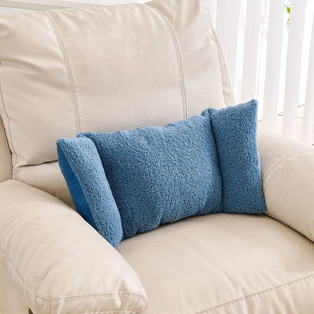 Cozy Ergonomic 3-Segment Lumbar Pillow Soft Extended Waist Cushion Solid Color Fleece Car Seat Cushion Armchair
