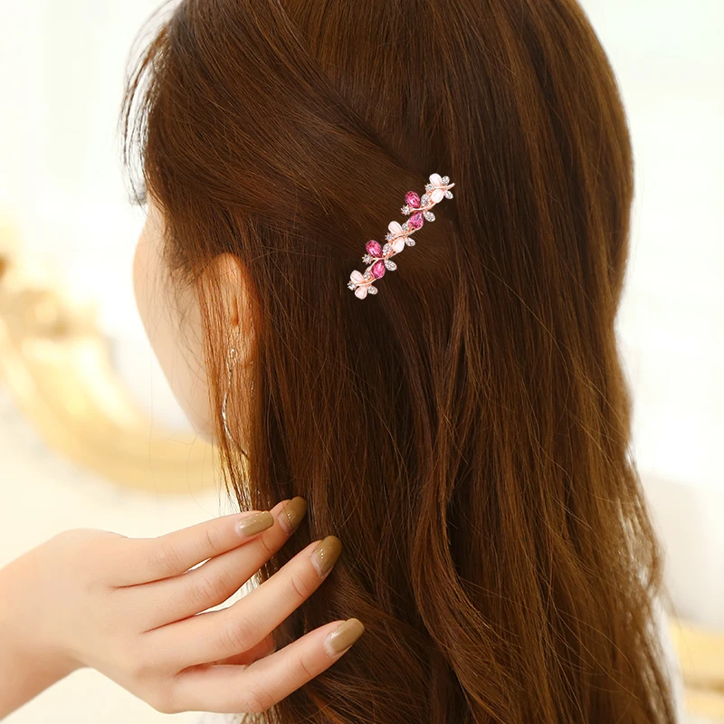 EASYA 3 Colors Fashion Shiny Butterfly Barrettes Hairwear Women\'s New Design Crystal Rhinestone Hairpins Jewelry