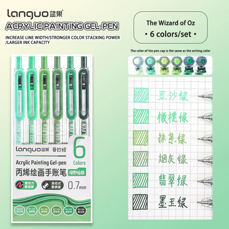 6-90 Farben Languo Acryl-Gelstift-Set, Handbuch-Stift, mehrfarbiger Neutralstift, Schreib- und Zeichenstifte für Schüler, D200 – Detail 19