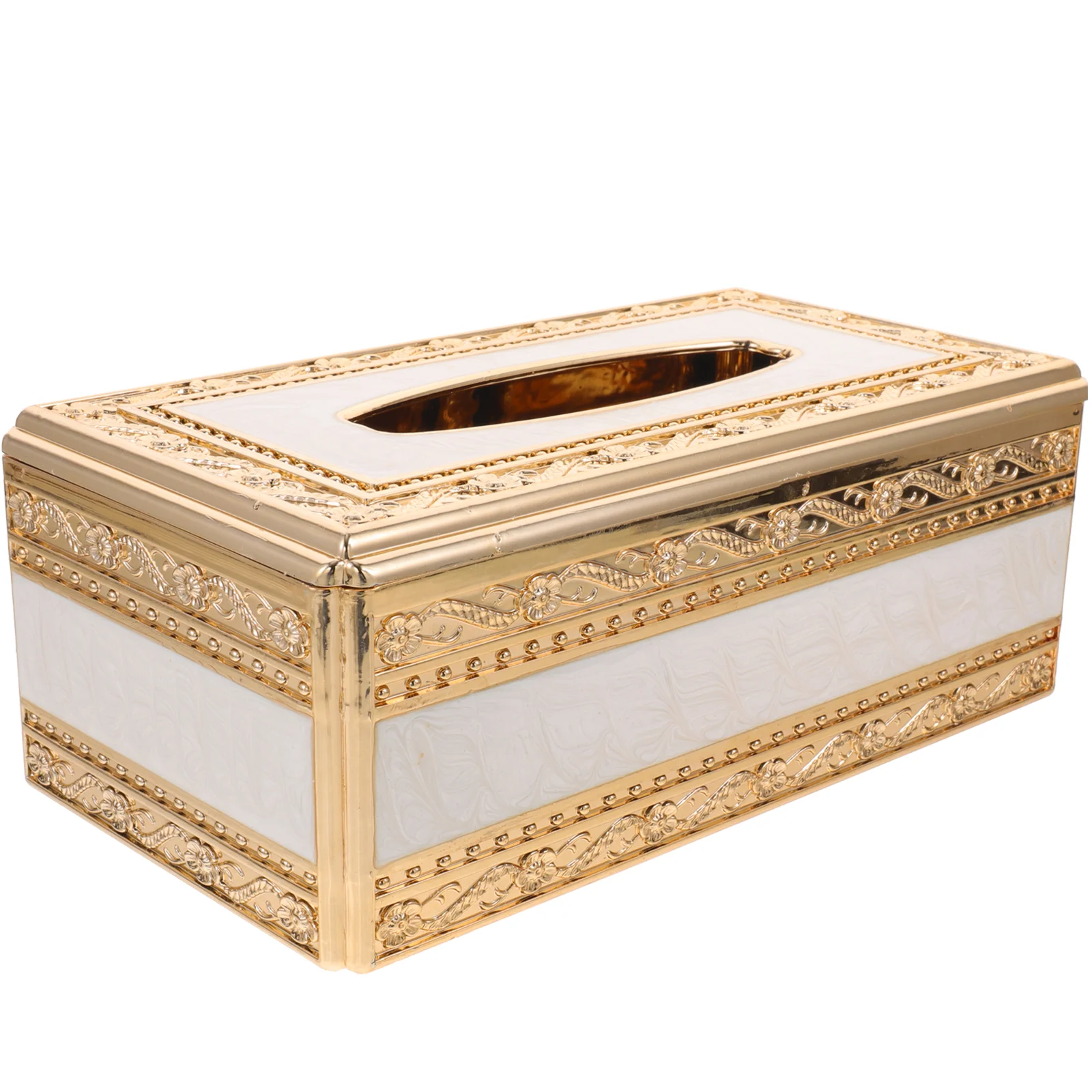 Inlaid Gold and Jade Tissue Box Napkins Decor Desktop Cases Vintage Dispenser of Paper Towels Office