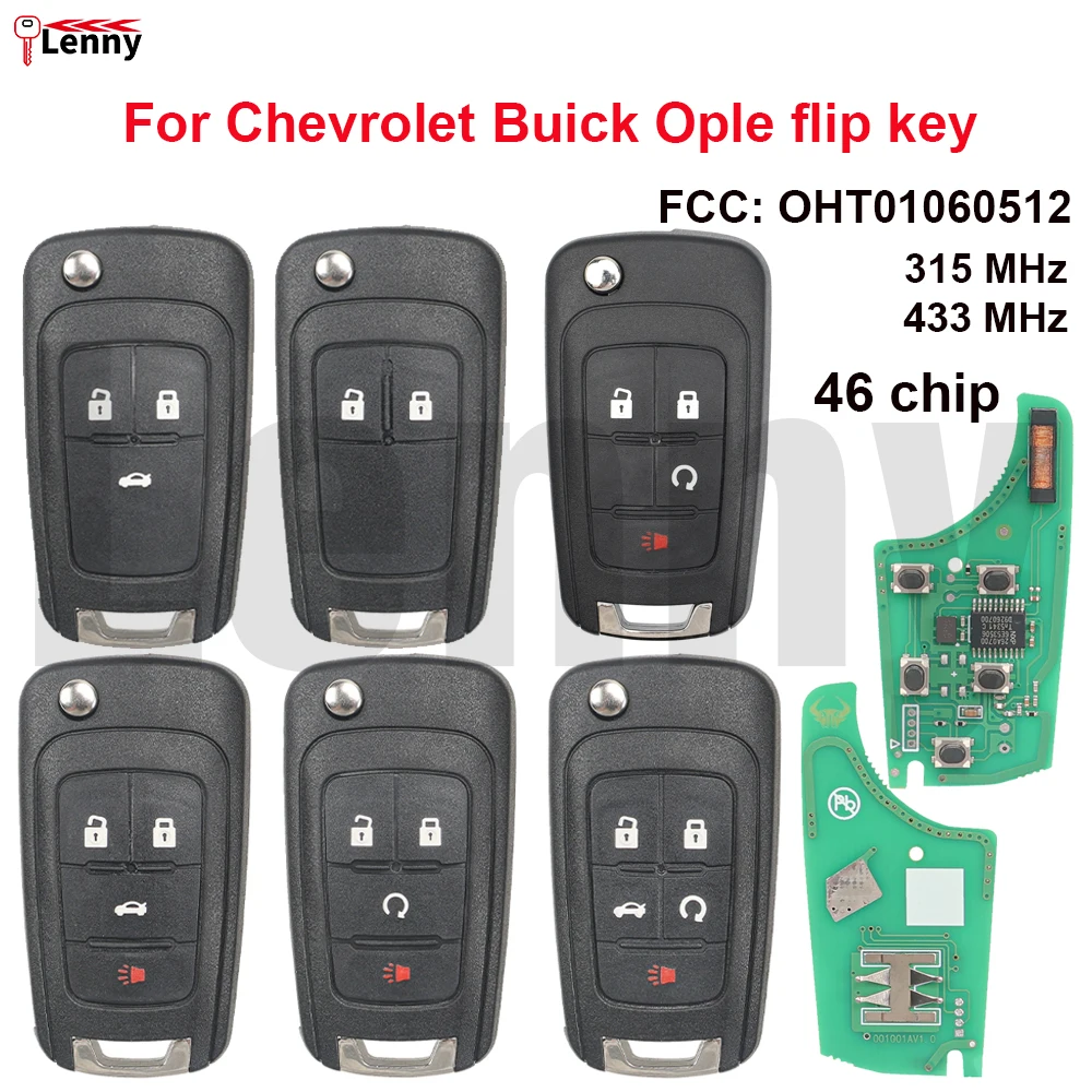 Lenny OHT01060512 315/433MHz 46chip Car Flip Key For Ople Chevrolet Cruze Malibu Buick Regal Lacrosse Excelle GT GL8 Folding Key
