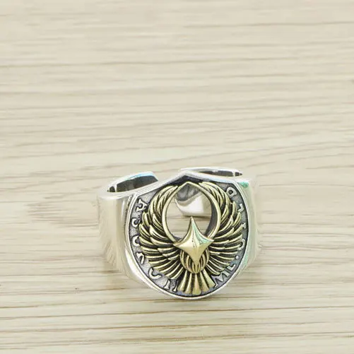 

Trendy and Handsome Index Finger Sterling Silver S925 American Street Retro Handmade Old Motorcycle Eagle Ring Ring Ring for Men