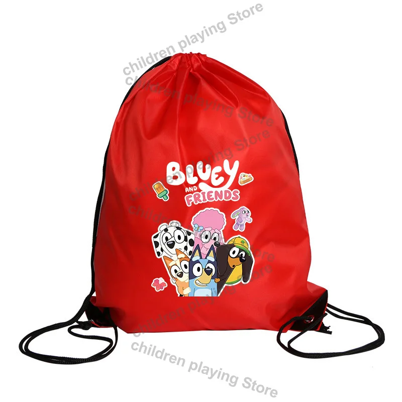 Tas Ransel Seri Blueyi dengan Tali Serut, Motif Kartun Bingo, Cocok untuk Berenang, Bersepeda, Berlari, Tas Olahraga, Motif Anjing Lucu, Tas Penyimpanan Portabel, Hadiah Ulang Tahun