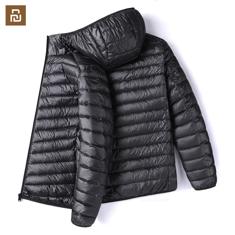 For Xiaomi Youpin Men's Winter Ultra Light and Thin Down Jacket Hooded Plus Fat Plus Size Lightweight  Cotton clothing