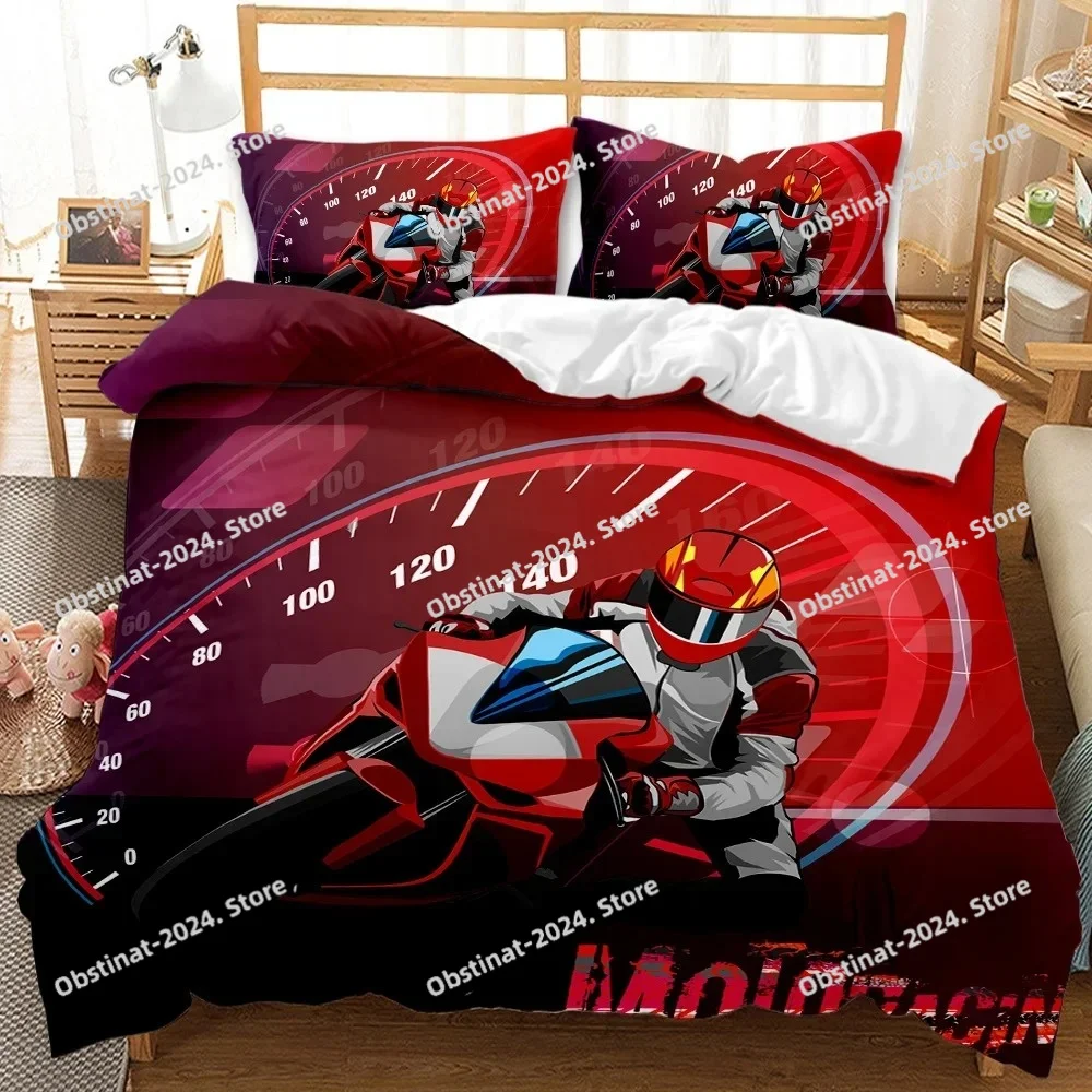 

Motorbike Duvet Cover Set Motocross Rider Racing Motorcycle Dirt Bike Bedding Set Vehicles Extreme Sports Polyester Quilt Cover
