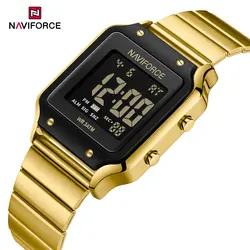 NAVIFORCE Digital Watches for Women Stainless Steel Gold Sliver Electronic Watch Fashion Business Lady Watch Relogios Masculino